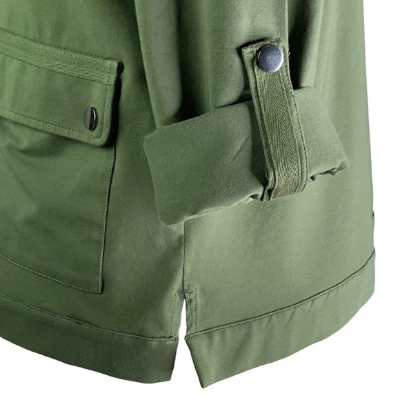 Chico’s New Polished Hooded Olive Colored Snap Front Closure Jacket w Pockets M - Picture 7 of 10